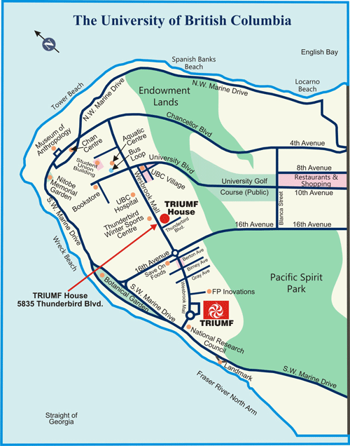 Map showing TRIUMF house